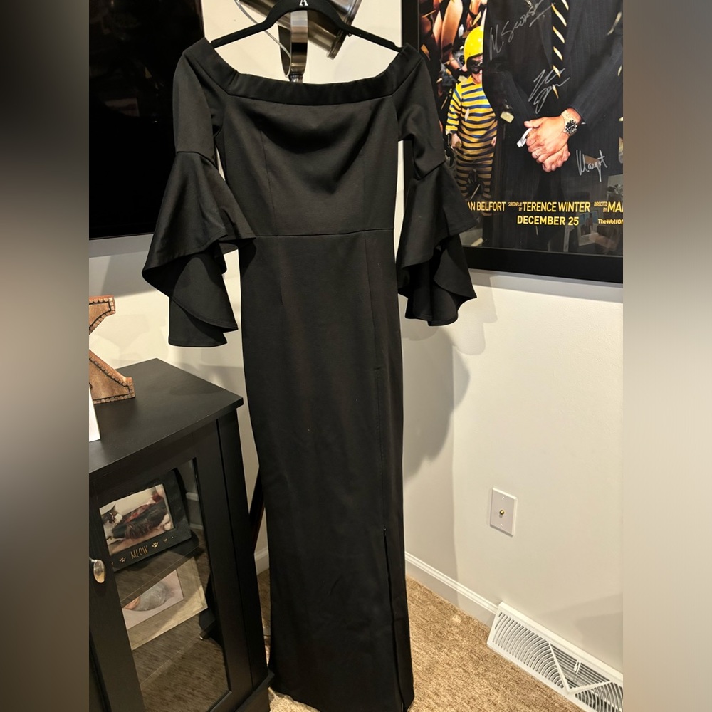 Black strapless dress